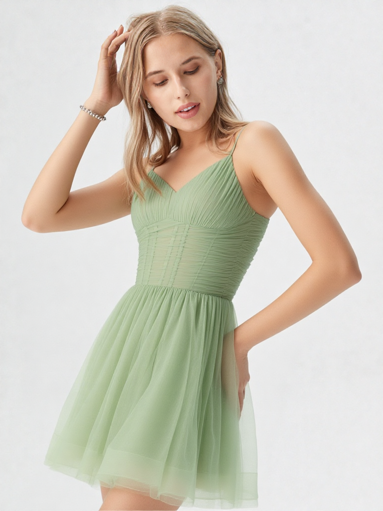 Mint Whisper Tulle Mini Dress