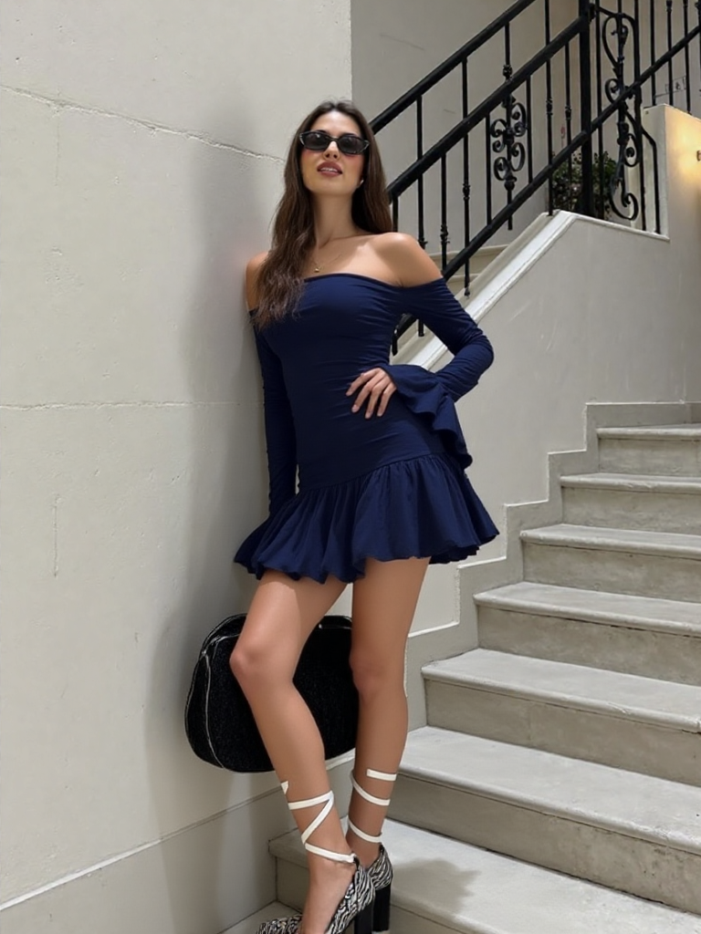 Midnight Allure Off-Shoulder Mini Dress