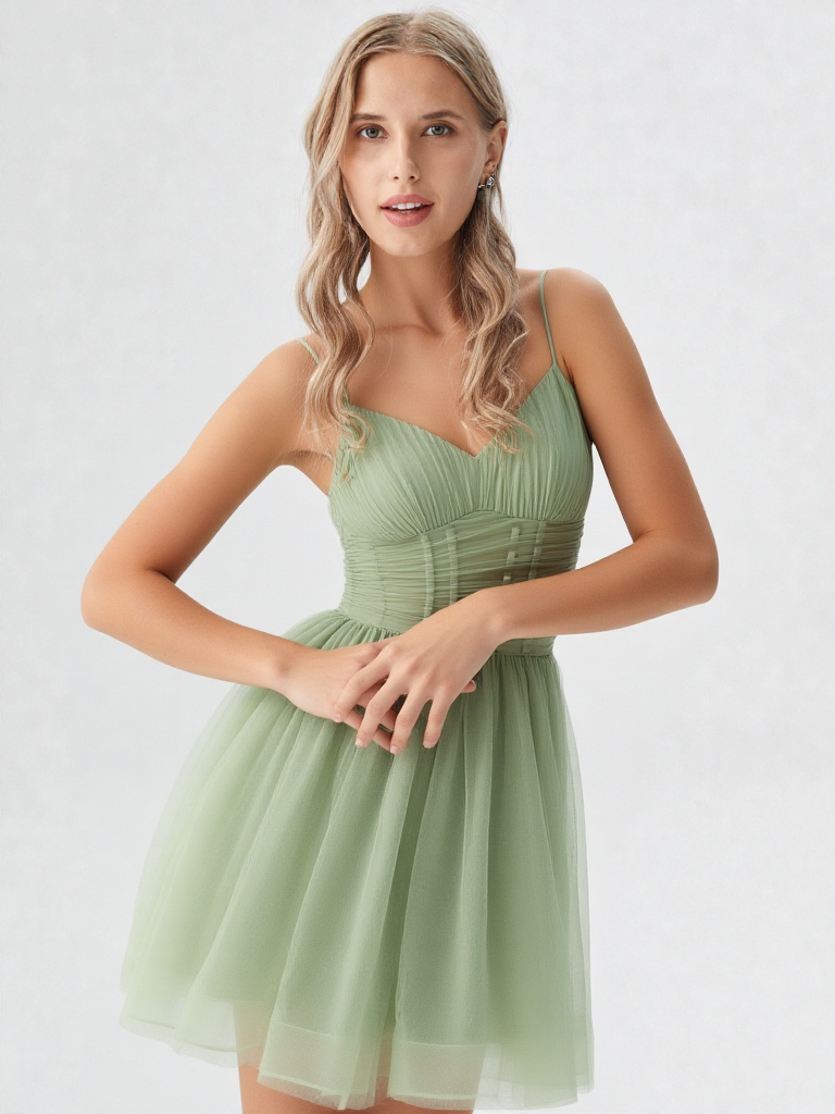 Mint Whisper Tulle Mini Dress