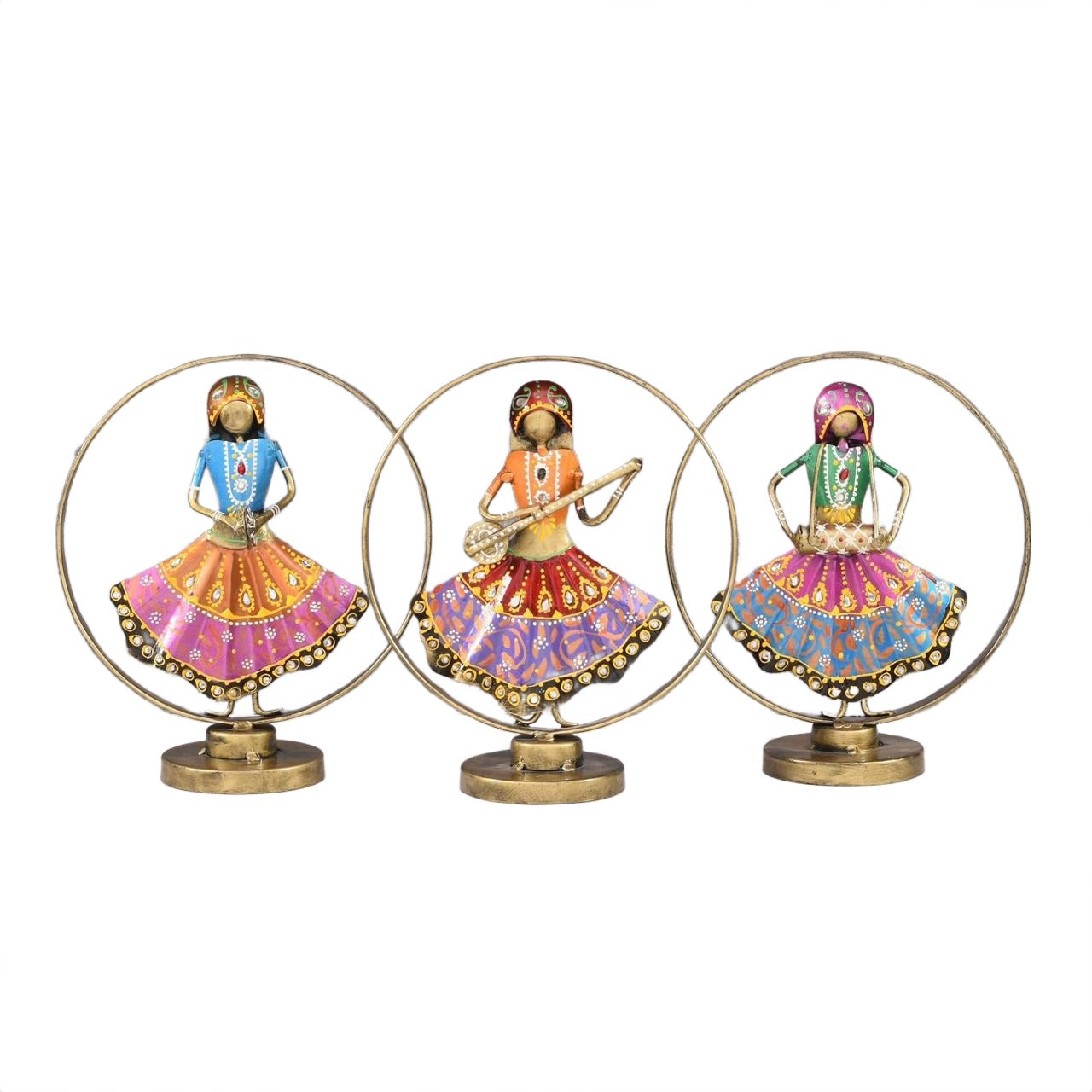 Rajasthani Folk Dancer Trio in Circular Frame