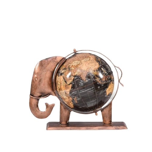 Antique Elephant Globe Stand – Artistic Metal World Map Decor