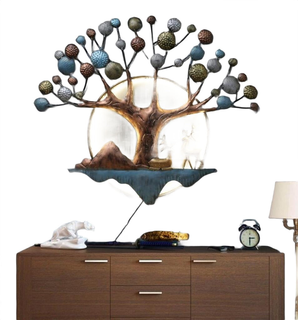 Illuminated Tree of Life Wall Art – Modern Metal Decor with LED Light