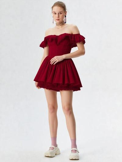 Velour Ruby Off-Shoulder Dress