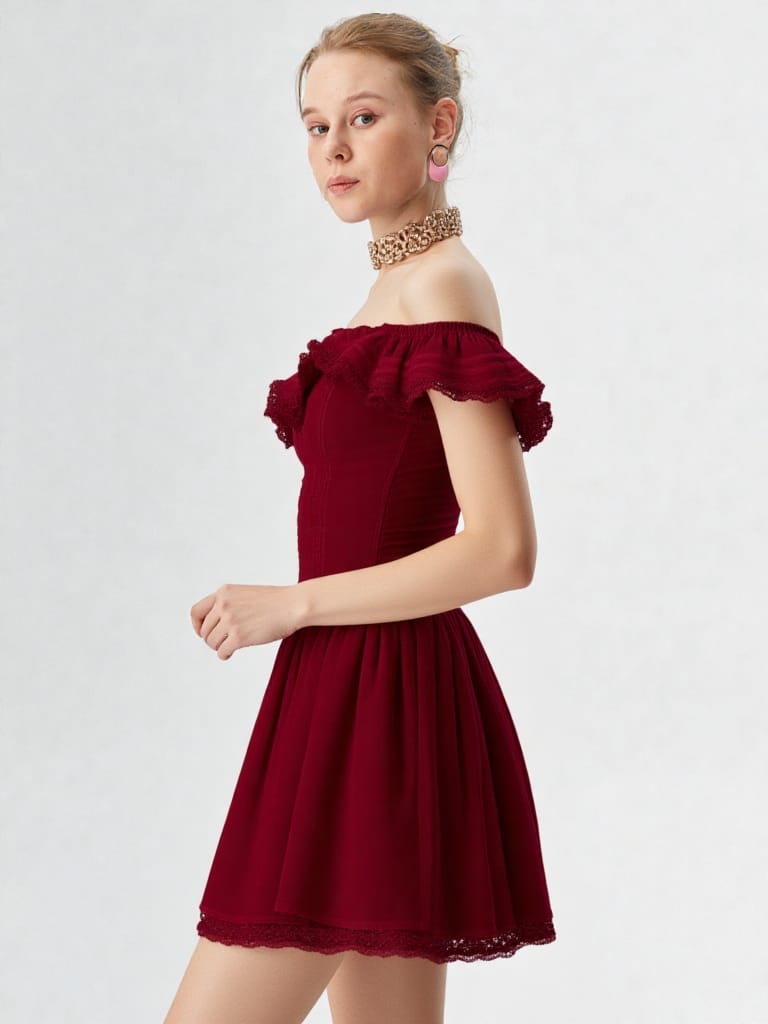 Velour Ruby Off-Shoulder Dress