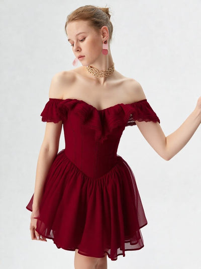 Velour Ruby Off-Shoulder Dress