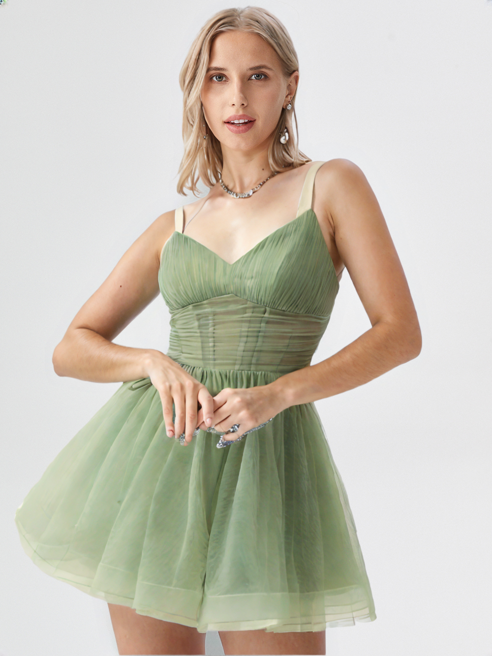 Mint Whisper Tulle Mini Dress