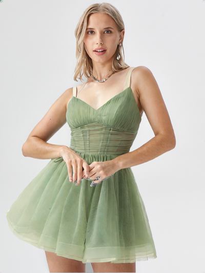 Mint Whisper Tulle Mini Dress